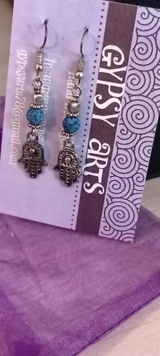 Orecchini donna mano di Fatima blu