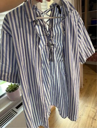 Camisa Zara Rayas Azul Blanco