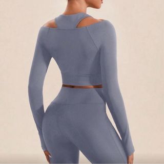 Top deportivo manga larga gris azulado Talla XS