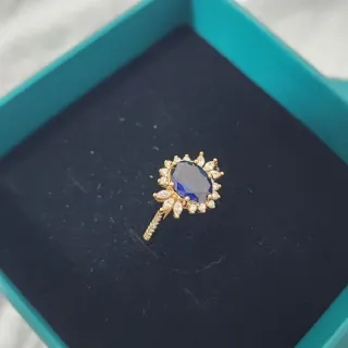 Anillo Plata 925 Baño Oro 18k Zafiro