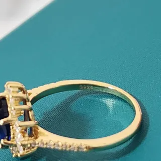 Anillo Plata 925 Baño Oro 18k Zafiro