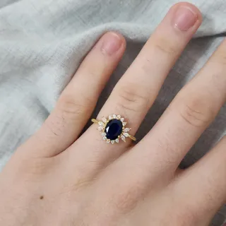 Anillo Plata 925 Baño Oro 18k Zafiro