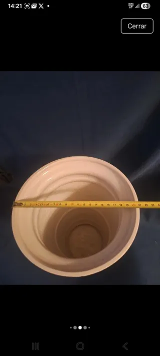 Jarrón / Paragüero Beige Cerámica