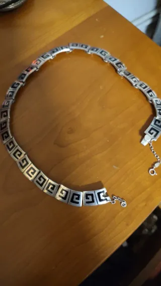 Gargantilla Plata Vintage Diseño Griego