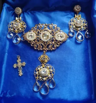 Rosario Fallera Adulta Dorado y Blanco