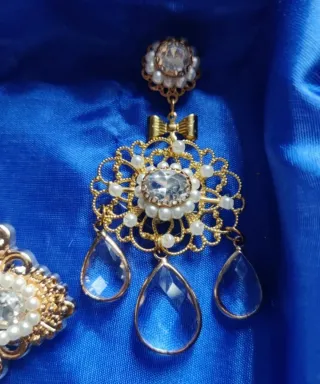 Rosario Fallera Adulta Dorado y Blanco