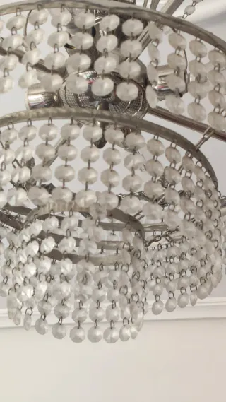 Lámpara de cristal antigua plateada