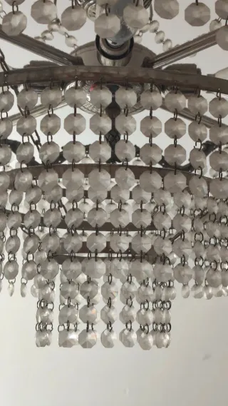 Lámpara de cristal antigua plateada