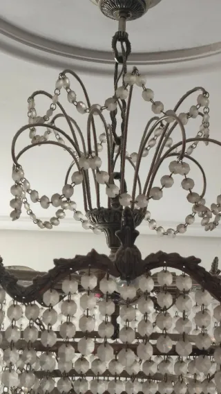 Lámpara de cristal antigua plateada