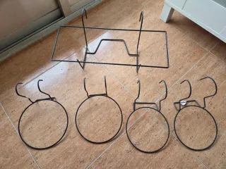 Porta macetas forja negro metal