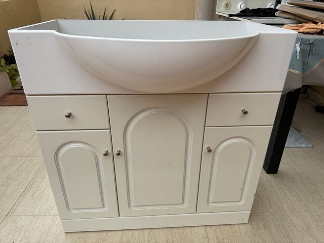 Mueble de lavabo mármol y madera