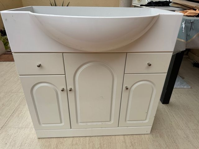 Mueble de lavabo mármol y madera