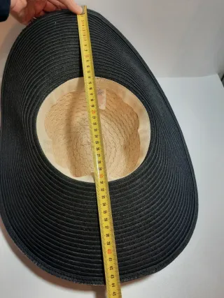 Sombrero de ala ancha mujer negro y beige