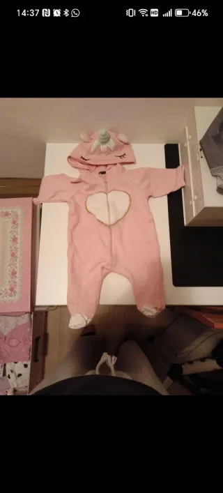 Tutina neonata unicorno rosa 3-6 mesi