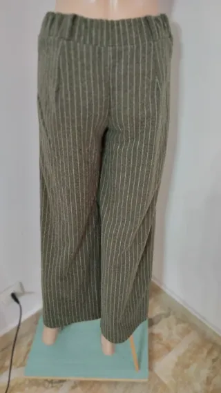Pantaloni donna verdi a righe bianche