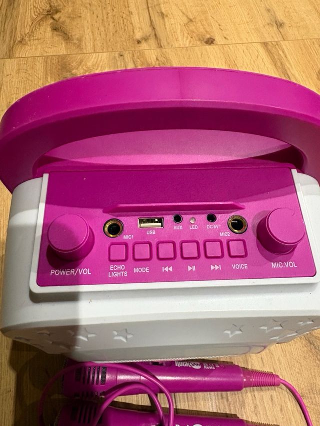 Altavoz Rockola infantil con 2 micrófonos + REGALO