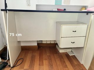 Escritorio blanco con cajonera - 100x50x75 cm