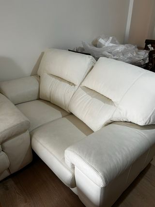 Sofá de piel auténtica blanco