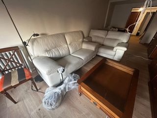 Sofá de piel auténtica blanco