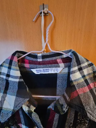 Camisa  Vestido Zara cuadros bordada flores