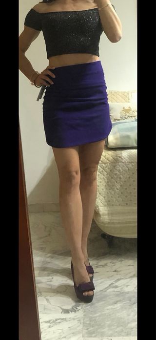Falda Zara Talla S Morada