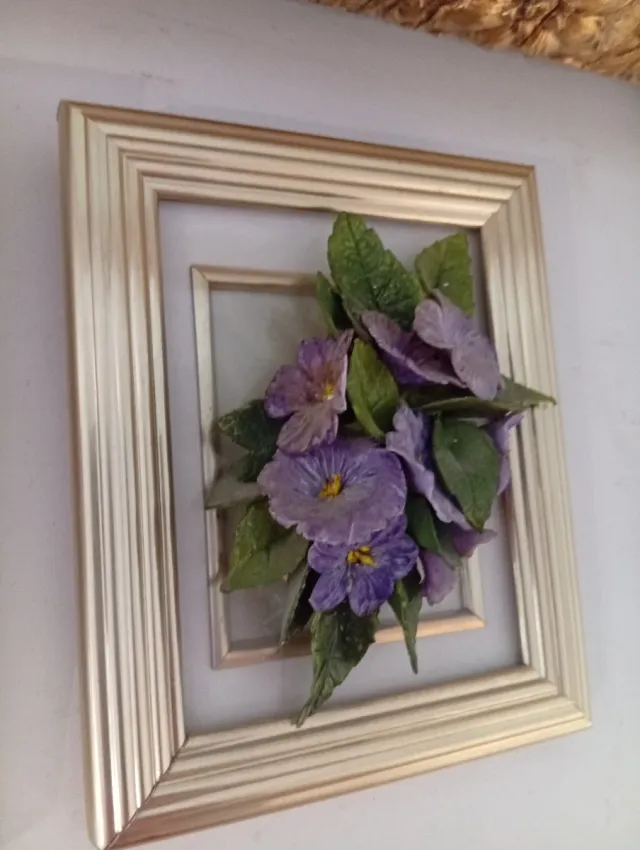 Antiguos Cuadros flores de porcelana.