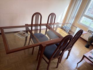 Mesa comedor y 4 sillas madera cerezo