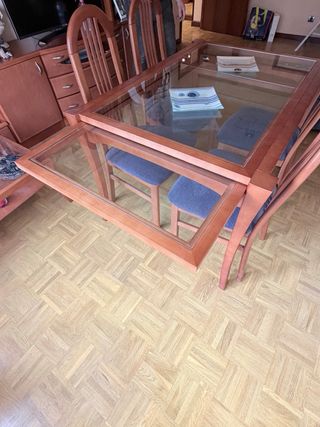 Mesa comedor y 4 sillas madera cerezo