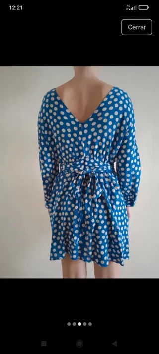 Vestido azul lunares manga larga