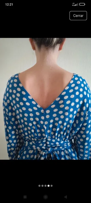 Vestido azul lunares manga larga