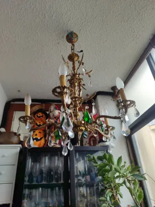 Lámpara de techo antigua de cristal