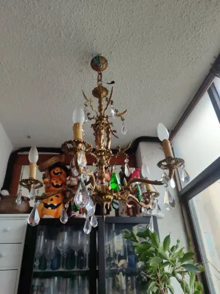 Lámpara de techo antigua de cristal