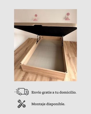 Canapé abatible madera y tela beige