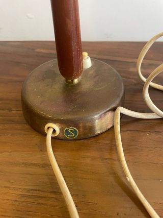 Lámpara Danesa Vintage Madera y Latón