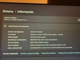 Pantalla y Torre Ordenador Sobremesa
