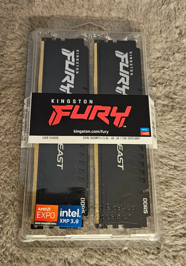 16Gb (2x8GB) DDR5 Kingston Fury Beast @5600MHz