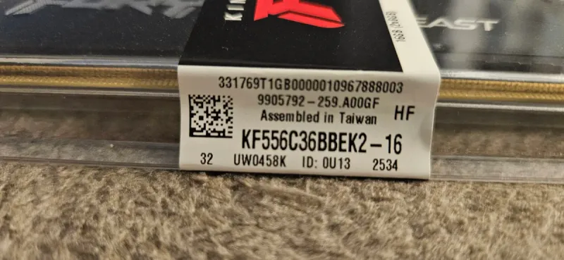 16Gb (2x8GB) DDR5 Kingston Fury Beast @5600MHz afbeelding 2