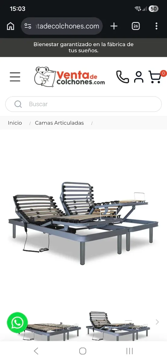 Cama articulada metálica y de madera