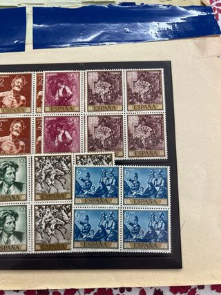 Bloque 4 sellos pintor Mariano Fortuny