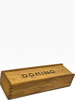 Jogo Dominó Vintage Caixa Madeira Peças Decoradas