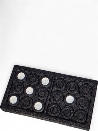 Jogo Dominó Vintage Caixa Madeira Peças Decoradas