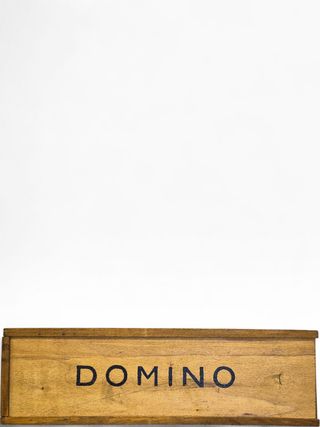 Jogo Dominó Vintage Caixa Madeira Peças Decoradas