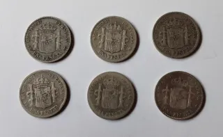 Lote 6 monedas plata Alfonso XII y XIII