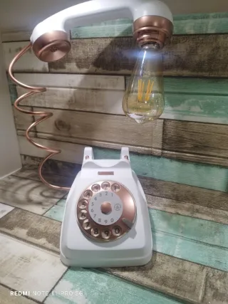Lampada Telefono Vintage Oro Bianco