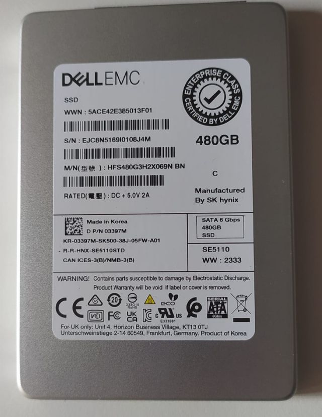 SSD Dell Enterprise 480GB SATA 6Gbps