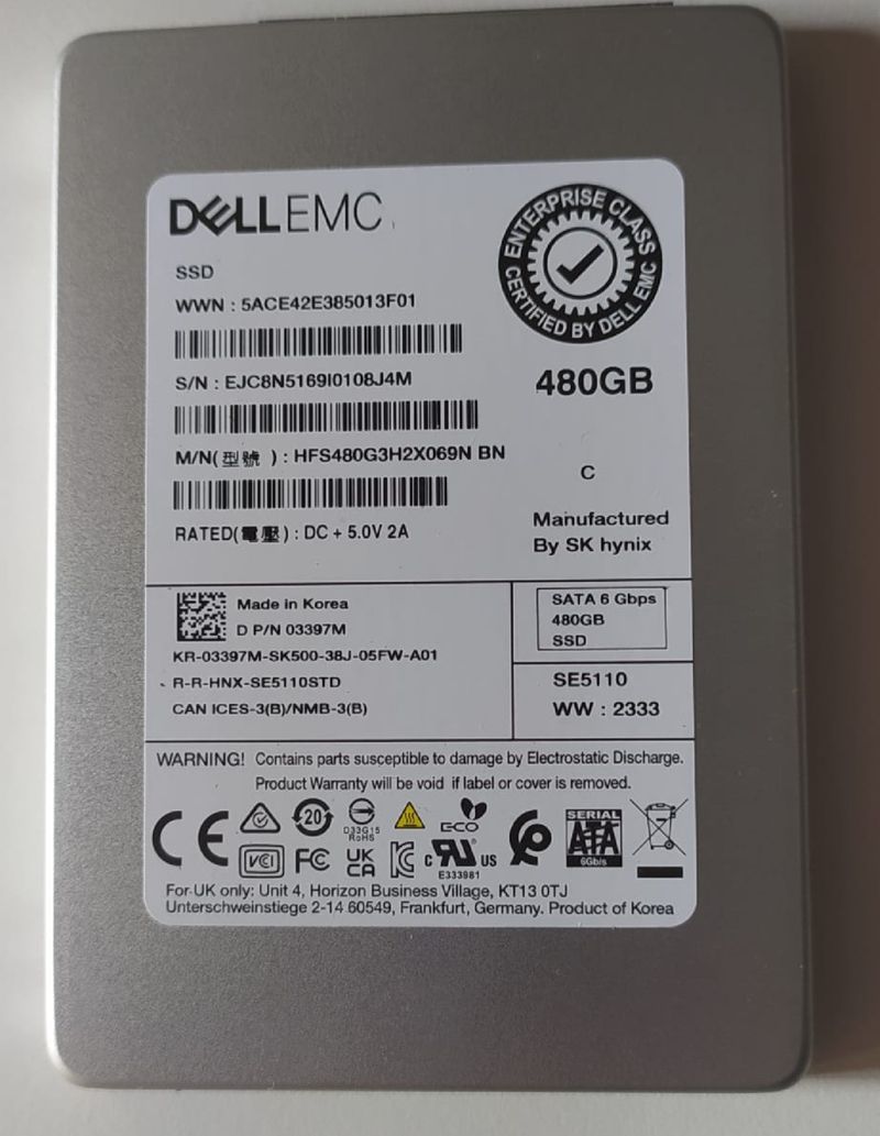 SSD Dell Enterprise 480GB SATA 6Gbps