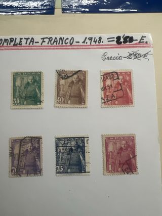 Serie Completa Franco 10v 1948 Sellos España