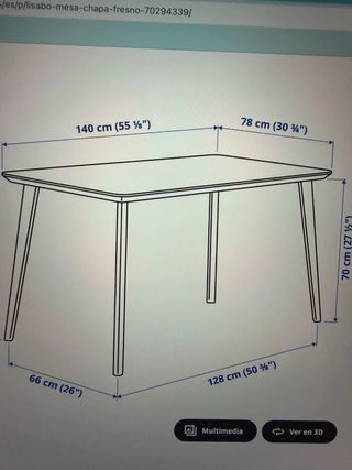 Mesa Lisabo Ikea Madera y 4 sillas Grönsta