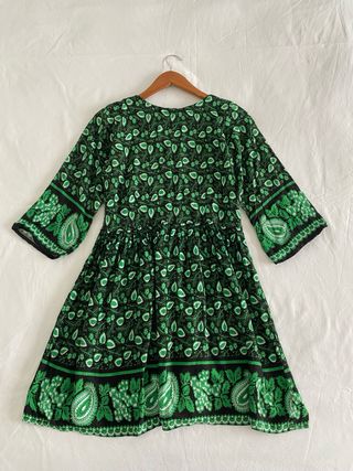 Vestido boho verde estampado paisley vintage
