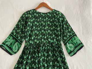 Vestido boho verde estampado paisley vintage